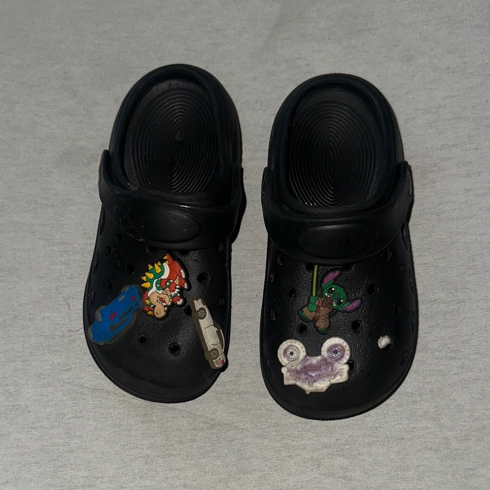 Kids Black Clogs with Fun Characters